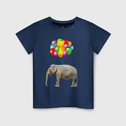 Футболка хлопковая детская Воздушный слоник, цвет: тёмно-синий