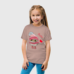 Футболка хлопковая детская Cute Owl, цвет: пыльно-розовый — фото 2