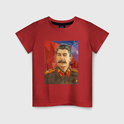 Футболка хлопковая детская Сталин: полигоны, цвет: красный