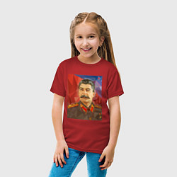 Футболка хлопковая детская Сталин: полигоны, цвет: красный — фото 2