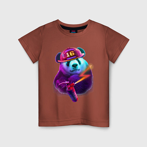 Детская футболка Панда-пожарник / Кирпичный – фото 1