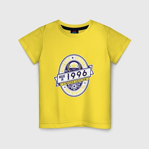 Детская футболка Made in 1996 / Желтый – фото 1
