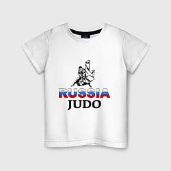 Футболка хлопковая детская Russia judo, цвет: белый