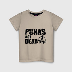 Футболка хлопковая детская Punks not dead, цвет: миндальный