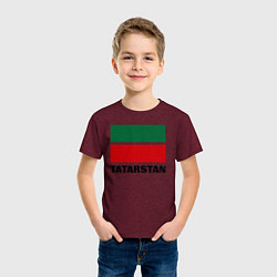 Футболка хлопковая детская Флаг Татарстана, цвет: меланж-бордовый — фото 2