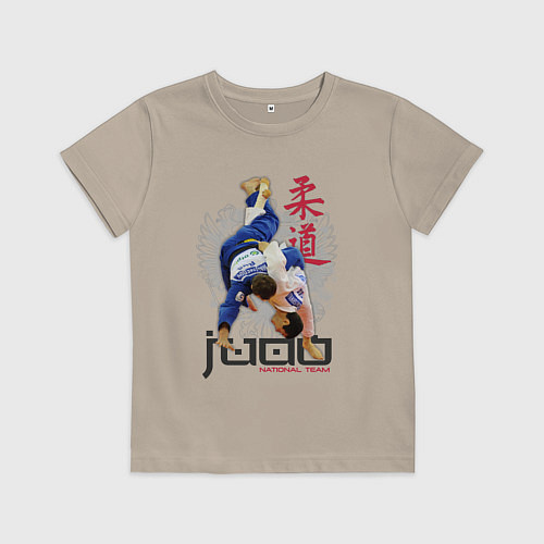 Детская футболка Дзюдо: национальная команда / Миндальный – фото 1
