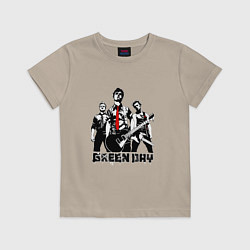 Футболка хлопковая детская Группа Green Day, цвет: миндальный