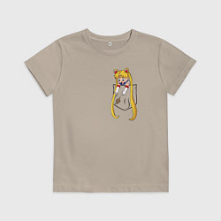 Футболка хлопковая детская Little Pocket Moon, цвет: миндальный