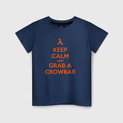 Футболка хлопковая детская Keep Calm & Grab a Crowbar, цвет: тёмно-синий