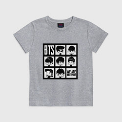 Футболка хлопковая детская BTS: We are bulletproof, цвет: меланж