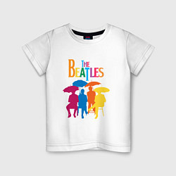 Футболка хлопковая детская The beatles - umbrellas, цвет: белый