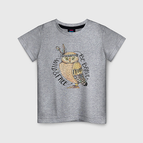 Детская футболка Wild & Free Owl / Меланж – фото 1