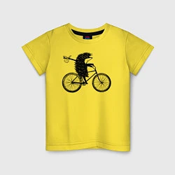 Футболка хлопковая детская Ежик на велосипеде, цвет: желтый