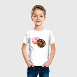Футболка хлопковая детская Сладкие пончики, цвет: белый — фото 2