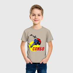 Футболка хлопковая детская Спортивное самбо, цвет: миндальный — фото 2