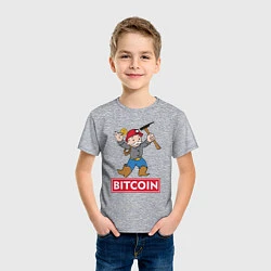 Футболка хлопковая детская Bitcoin Miner, цвет: меланж — фото 2