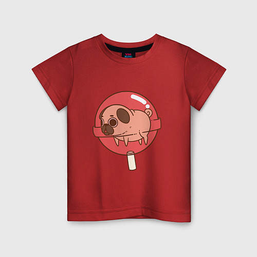 Детская футболка Мопс-леденец / Красный – фото 1