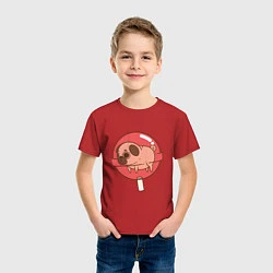 Футболка хлопковая детская Мопс-леденец, цвет: красный — фото 2
