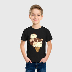 Футболка хлопковая детская Мопс-мороженое, цвет: черный — фото 2