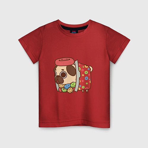 Детская футболка Мопс-хлопья / Красный – фото 1