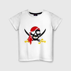 Футболка хлопковая детская Пиратская футболка, цвет: белый