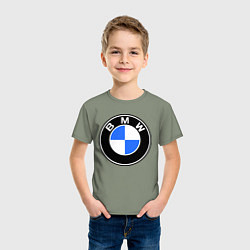Футболка хлопковая детская Logo BMW, цвет: авокадо — фото 2