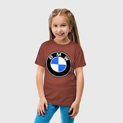 Футболка хлопковая детская Logo BMW, цвет: кирпичный — фото 2