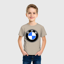 Футболка хлопковая детская Logo BMW, цвет: миндальный — фото 2