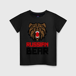 Футболка хлопковая детская Russian Bear, цвет: черный