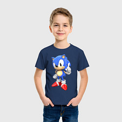 Футболка хлопковая детская Classic Sonic, цвет: тёмно-синий — фото 2