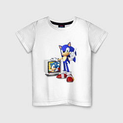 Футболка хлопковая детская Sonic TV, цвет: белый