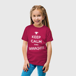 Футболка хлопковая детская Keep Calm & WAAAGH, цвет: маджента — фото 2