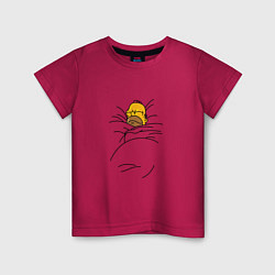 Футболка хлопковая детская Спящий Гомер, цвет: маджента