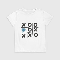 Футболка хлопковая детская Хабра- крестики нолики, цвет: белый