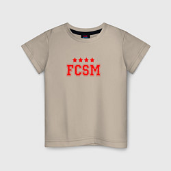 Футболка хлопковая детская FCSM Club, цвет: миндальный