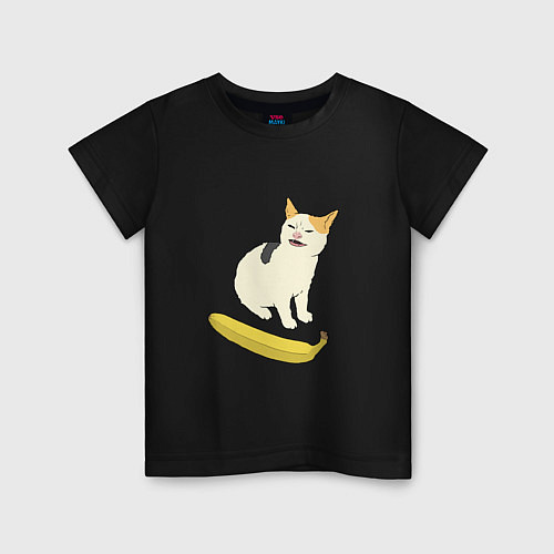 Детская футболка Cat no banana meme / Черный – фото 1
