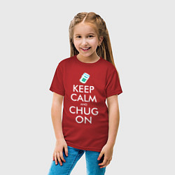 Футболка хлопковая детская Keep Calm & Chug on, цвет: красный — фото 2