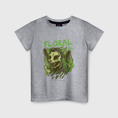Детская футболка Floral Cat Skull / Меланж – фото 1