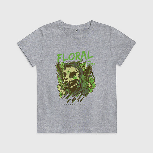 Детская футболка Floral Cat Skull / Меланж – фото 1
