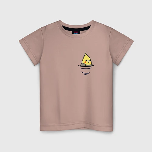 Детская футболка Попугай в кармане / Пыльно-розовый – фото 1