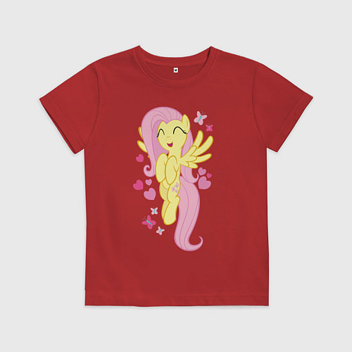 Детская футболка Флаттершай и бабочки / Красный – фото 1