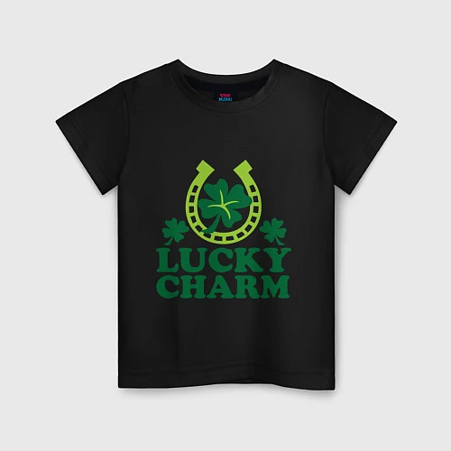 Детская футболка Lucky charm - подкова / Черный – фото 1