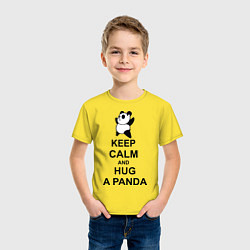 Футболка хлопковая детская Keep Calm & Hug A Panda, цвет: желтый — фото 2