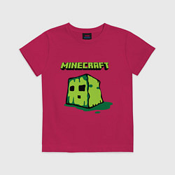 Футболка хлопковая детская Minecraft Creeper, цвет: маджента