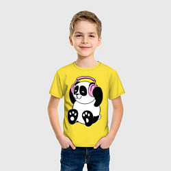 Футболка хлопковая детская Panda in headphones панда в наушниках, цвет: желтый — фото 2