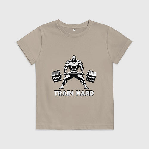 Детская футболка Train hard тренируйся усердно / Миндальный – фото 1