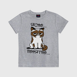 Футболка хлопковая детская Ясно, понятно (грустный кот), цвет: меланж