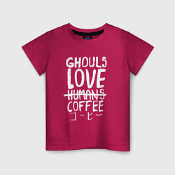 Футболка хлопковая детская Ghouls Love Coffee, цвет: маджента