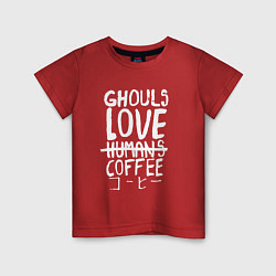 Футболка хлопковая детская Ghouls Love Coffee, цвет: красный