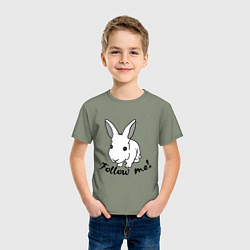 Футболка хлопковая детская Rabbit: follow me, цвет: авокадо — фото 2